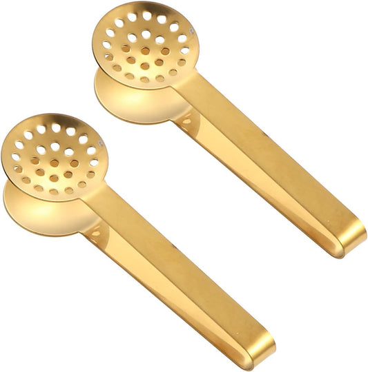 2Pieces Rusts Resistant Teas Bag Squeezer Clip Steel Teabag Strainer Tongs Gripper Tool for Home and Office Use Steel Teas Bag Dispenser