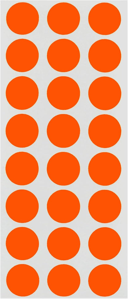 1/2" Removable Dot Stickers, 5 Fluorescent Colors, 1200/Pack | Round Dot Labels in 5 Colors with Writable Matte Paper for Offices, Food Service and Medical Use. Made in USA