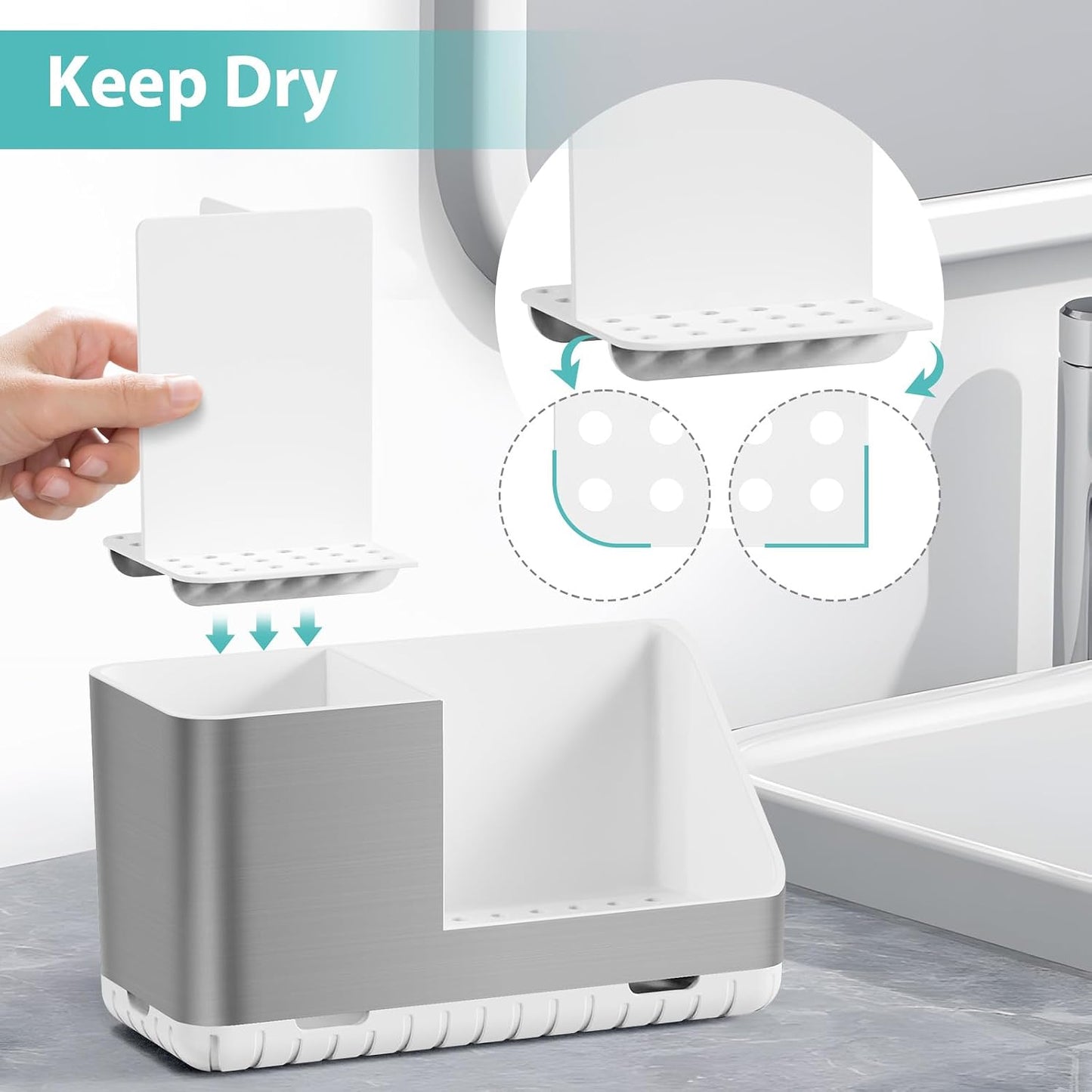 Toothbrush Holders for Bathroom Counter Organizer and Storage (White) | Easy To Clean, Drainage, Non-Slip, Detachable, Kids Electric Toothbrush and Toothpaste Holder for Bathroom