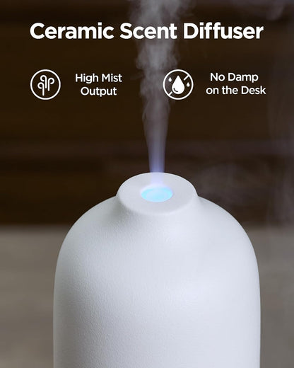InnoGear Essential Oil Diffuser, 150ml Ceramic Stone Diffuser Handcrafted Aromatherapy Diffusers Ultrasonic Cool Mist Humidifier Vaporizor with 2 Mist Modes Waterless Auto Off for Room Office, White