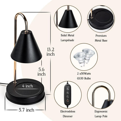 Vintage Candle Warmer Lamp with Timer Dimmer, Adjustable Height | Vintage farmhouse style with 2 bulbs, adjustable height, timer and dimmer for flameless fragrance in bedroom or home gifts