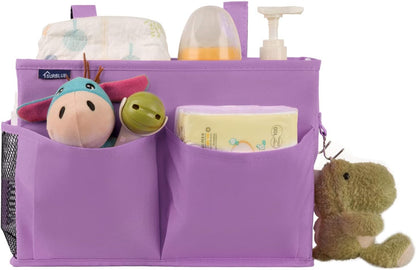 Surblue Bedside Caddy Hanging Organizer Storage Bag Pocket for Bunk, Hospital, College Dorm Rooms, Baby Bed Rails, Camp - 4 Pockets, 2 Hooks (Blue)