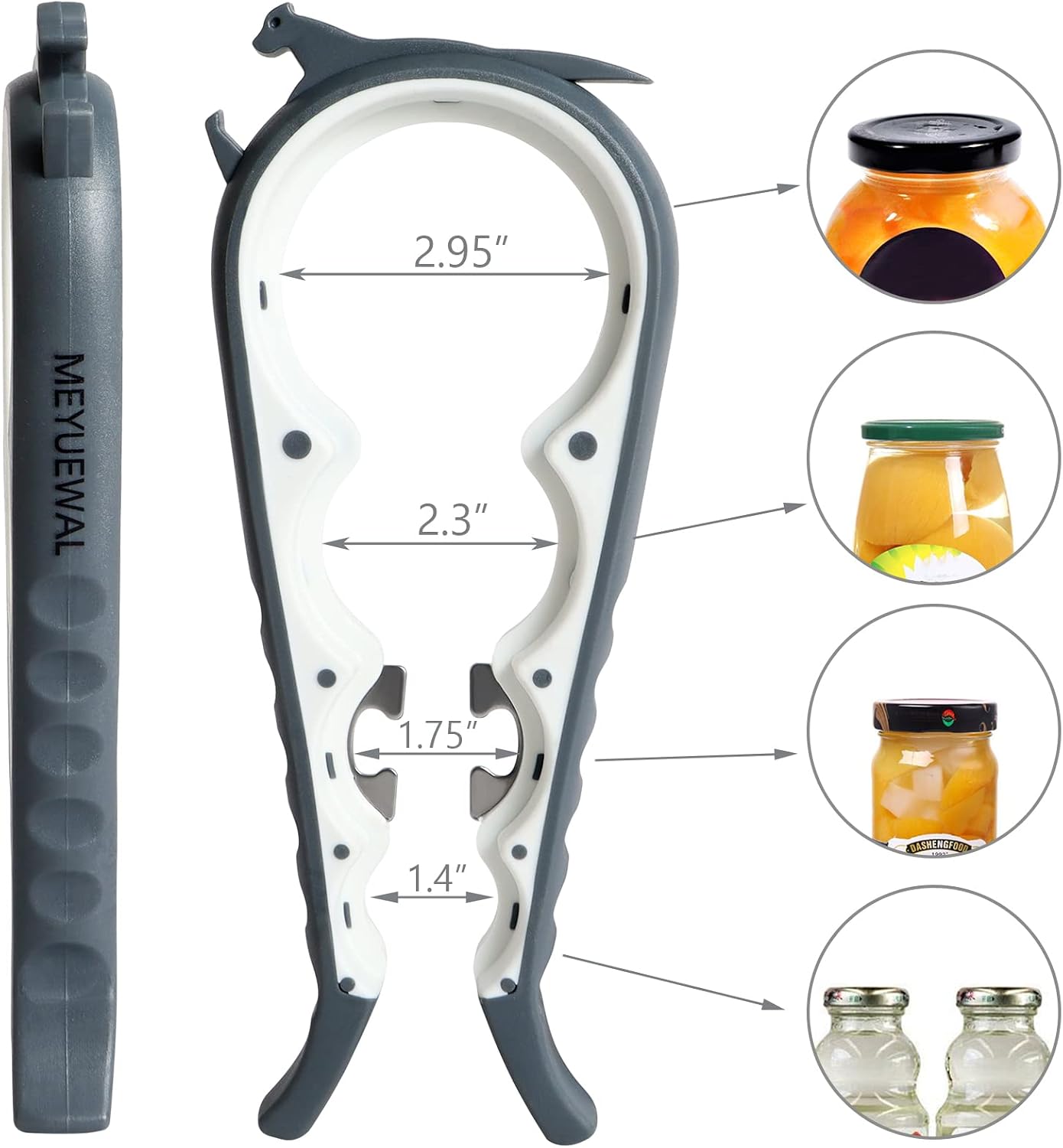 Jar Opener Bottle Opener for Weak Hands, 5 in 1 Multi Function Can Opener Bottle Opener Kit with Silicone Handle Easy to Use for Children, Elderly and Arthritis Sufferers (New red)