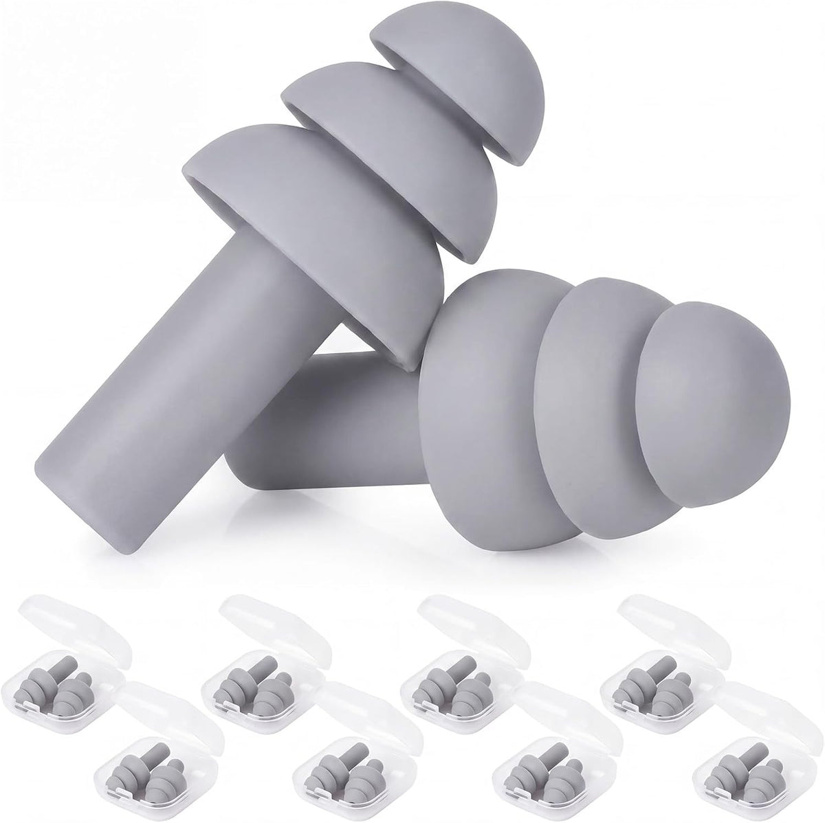 24 Pairs Black Ear Plugs Bulk NRR 29dB Reusable Silicone Ear Plugs with Plastic Cases Soft Foam Plug for Sleeping Noise Cancelling Concerts Shooting Swimming Noise Reduction