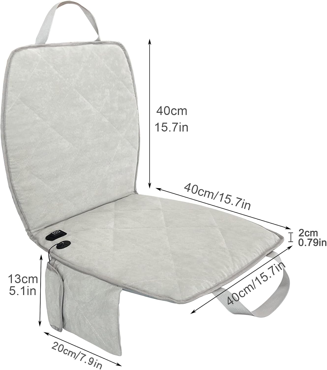 Portable Heated Seat Cushion (No Power Bank) - Premium Heated Camping Chair Pad, Foldable Heated Stadium Seat for Bleachers, USB Powered for Sports & Concerts - Grey