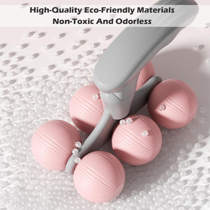 Lymphatic Massage Roller for Cellulite Remover Body Sculpting - Handheld Cellulite Massage Tool for Body Bloat Blood Circulation Lymphatic Drainage Pink