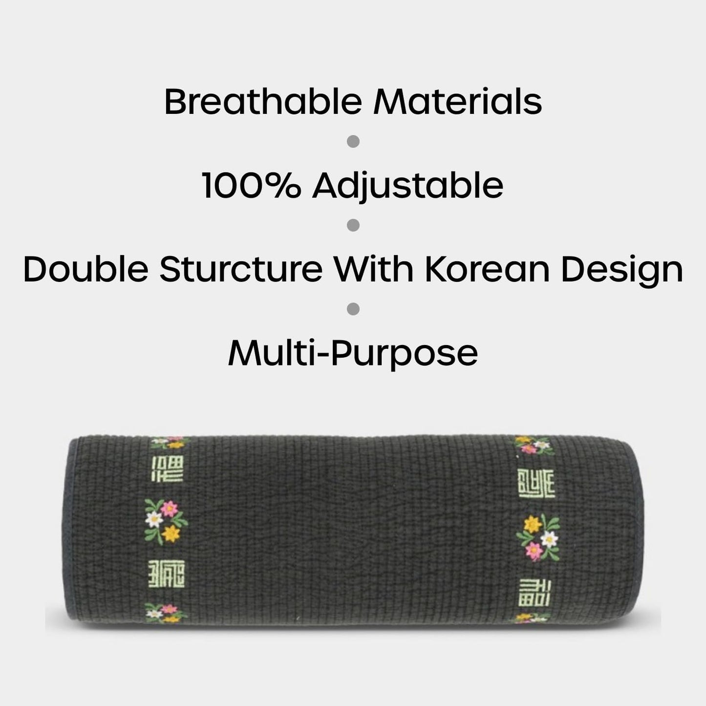 12-inch Korean Buckwheat Cervical Neck Roll — Compact Cypress-Filled Bolster Pillow for Targeted Neck Support (BTS Jungkook's Pick) — Adjustable Firmness, Organic Cotton Cover