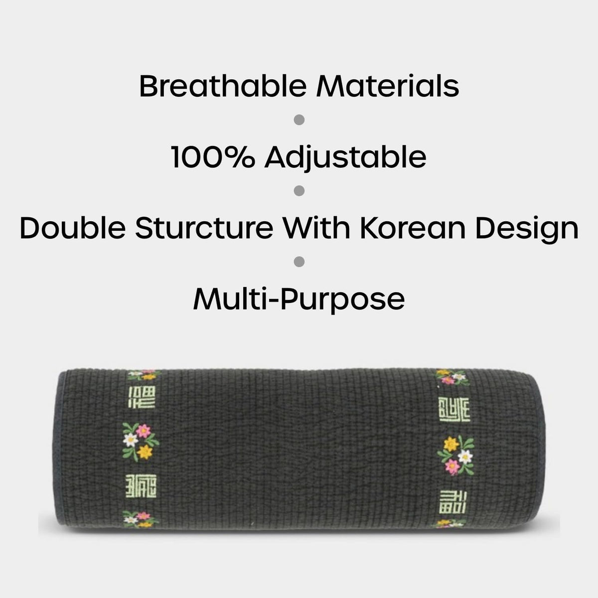 12-inch Korean Buckwheat Cervical Neck Roll — Compact Cypress-Filled Bolster Pillow for Targeted Neck Support (BTS Jungkook's Pick) — Adjustable Firmness, Organic Cotton Cover