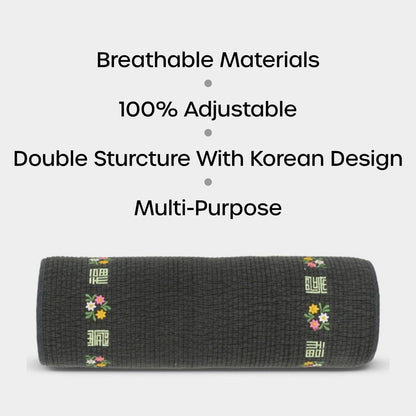 12-inch Korean Buckwheat Cervical Neck Roll — Compact Cypress-Filled Bolster Pillow for Targeted Neck Support (BTS Jungkook's Pick) — Adjustable Firmness, Organic Cotton Cover