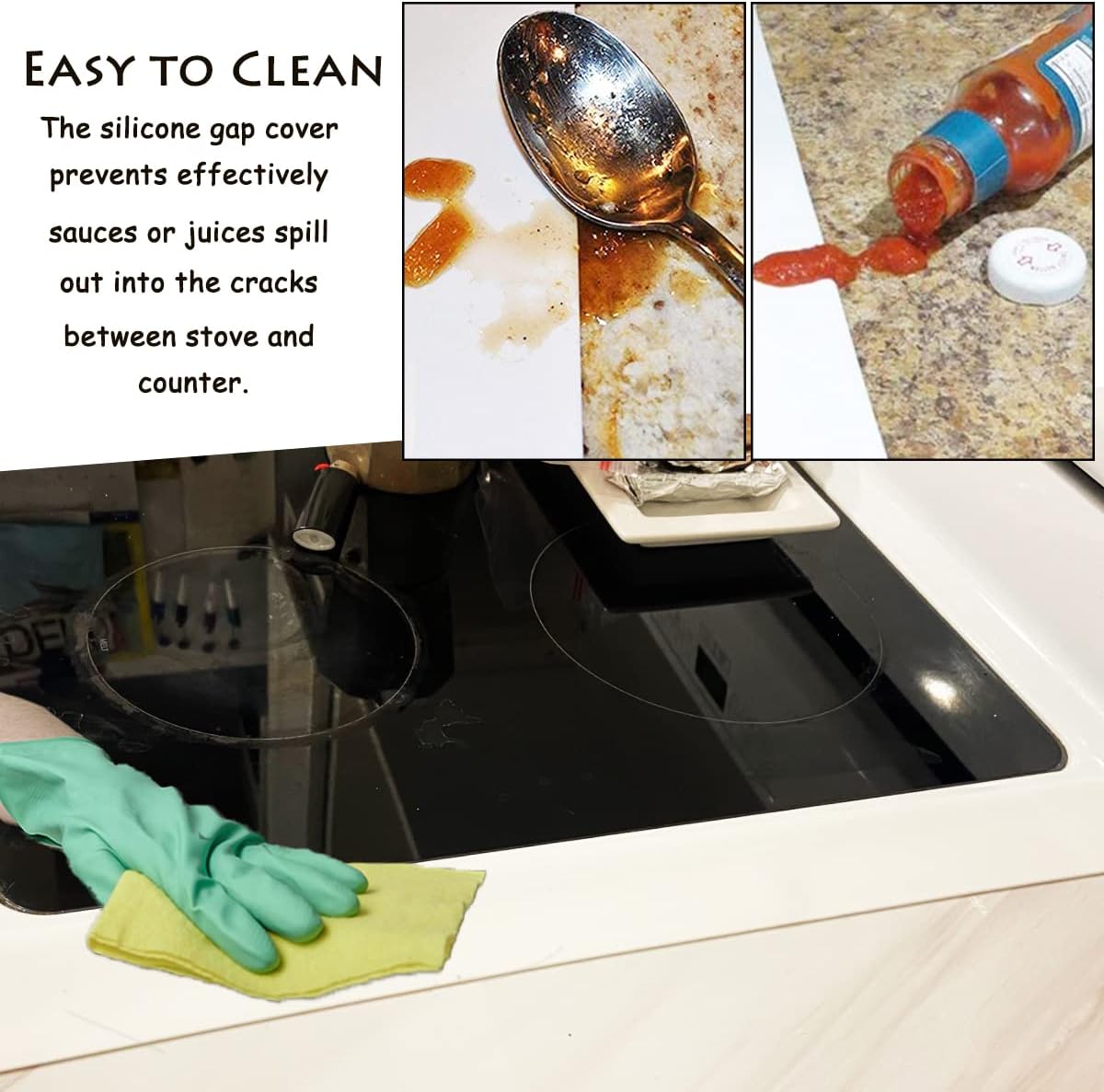 Silicone Gap Covers, (2 PCS) Silicone Stove Gap(21 Inches, Semi Clear) | Filler Stopper Kitchen Stove Gap Covers - Flexible Stoves Counter Gap Cover, Food Grade