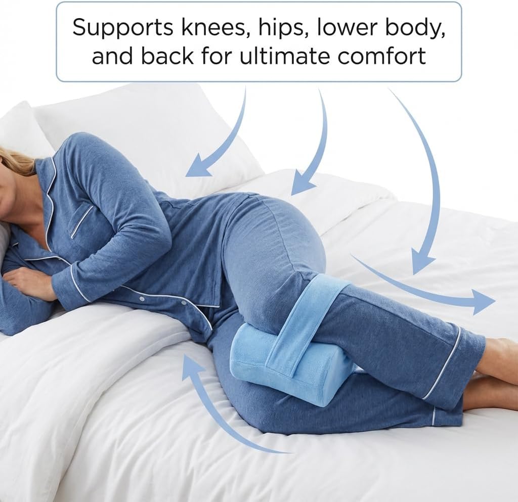 NOVA Leg Spacer Knee Pillow – Orthopedic Foam Knee Support Cushion for Side Sleepers, Pressure Relief for Hips, Legs & Lower Back, Standard Size, Soft Terry Cloth Removable Washable Cover