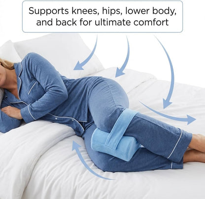 NOVA Leg Spacer Knee Pillow – Orthopedic Foam Knee Support Cushion for Side Sleepers, Pressure Relief for Hips, Legs & Lower Back, Standard Size, Soft Terry Cloth Removable Washable Cover