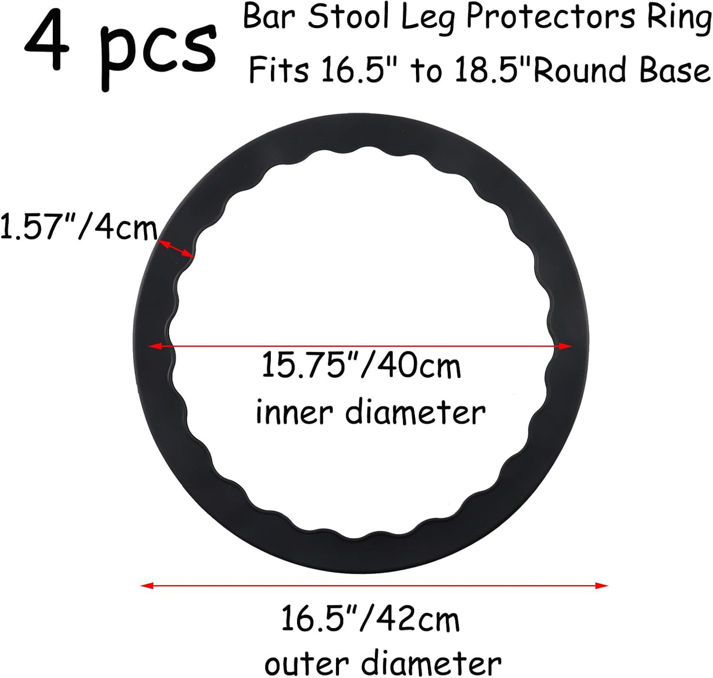 Semetall 1.5 Inch Rubber Caster Cups 8 Pack Black | Non Slip Furniture Coasters Floor Protectors for Bed Couch Table Chair