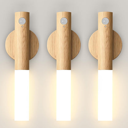 iThird Motion Sensor Light Indoor, 2200mAh Rechargeable Wall Sconce | Battery operated wall lights magnetic night lights wooden wall decor for stairways, hallways, bedrooms and picture lighting