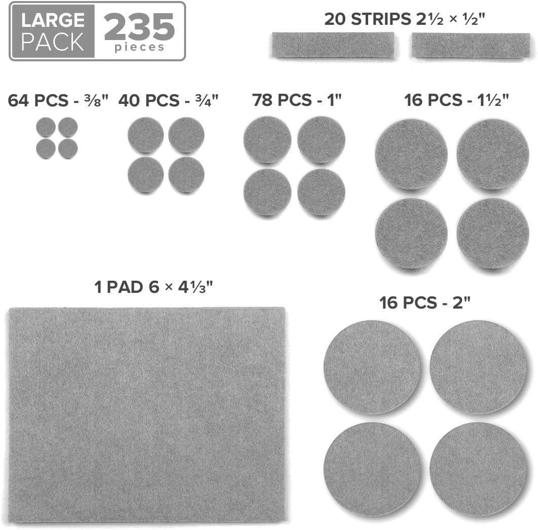Felt Furniture Pads X-PROTECTOR 235 PCS Premium Furniture Pads - Felt Pads Furniture Feet Best Wood Floor Protectors - Protect Your Hardwood & Laminate Flooring! | Furniture Feet Best Wood Floor Protectors - Protect Your Hardwood & Laminate Flooring!