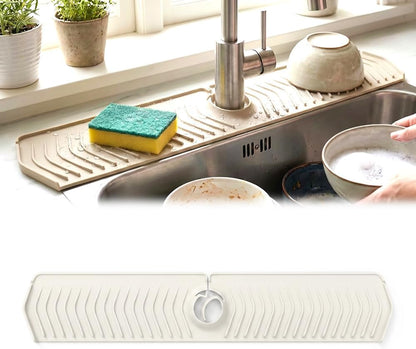Kitchen Sink Faucet Mat, 2025 New Foldable Faucet Mat for Kitchen Sink, 30in Silicone Faucet Guard & Draining Mat Keep Countertops Dry Splash Guard (Green, 30in)