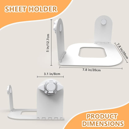 Bed Sheet Holder Corner Straps, Sheet Clips, Metal Material, Non-Slip, Easy to Install, Keep Sheets Firm & Tight All Night, Universal Clips (White)