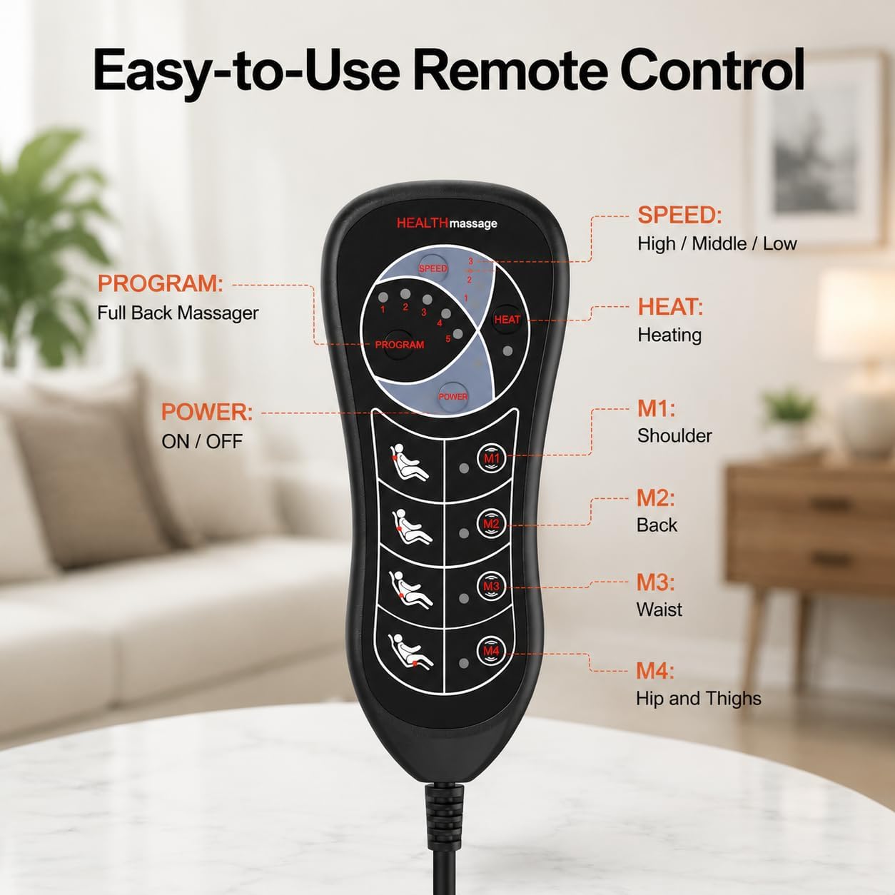 SLOTHMORE Vibration Back Massager for Chair with Heat, Chair Massager Pad with 8 Vibration, Massage Seat Cushion for Office Chair, Home Recliner & Sofa, Relaxing Gifts for Mom & Dad