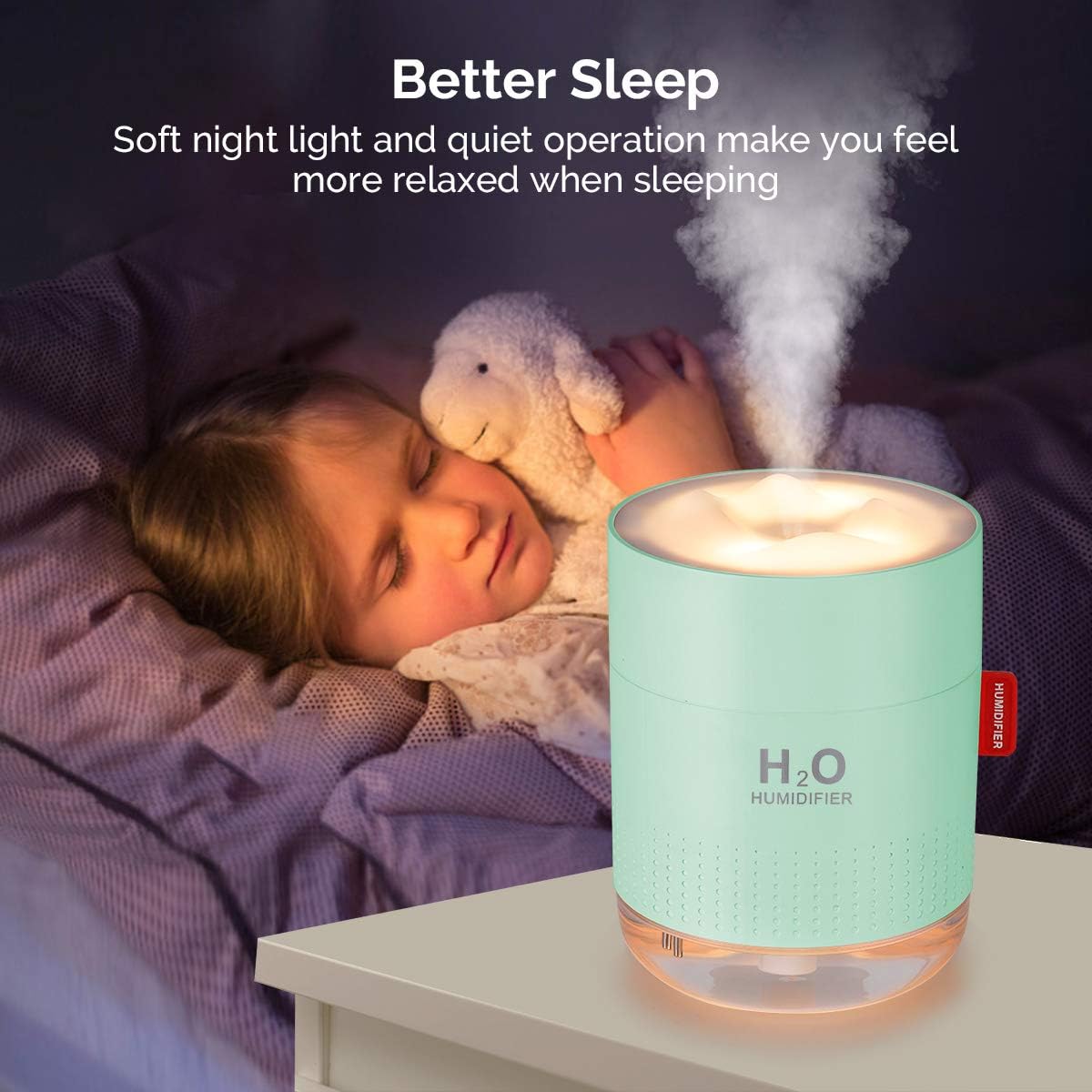 Portable Mini Humidifier, 500ml Small Humidifier for Bedroom Travel, White | USB Personal Cool Mist Humidifier for Baby Room Office Desk Home Plants, Auto Shut-Off, 2 Mist Modes, Super Quiet