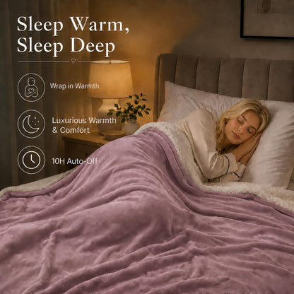 Electric Heated Blanket Full Size 72"x84" – Light Gray | ETL for Safe Overnight, 4 Heat Settings & 10H Auto Off, Dual-Sided Microplush Sherpa for Home Night, Machine washable