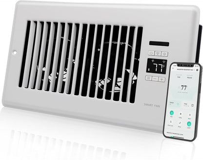 Howeall 4" x 10" Super Quiet Register Booster Fan - Upgrade Smart Register Vent with Ionizer and Dual Intelligent Thermostat Control - Heating Cooling Vent Fan Booster - Charleston Design (ORB)