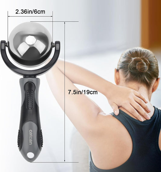 Cold Massage Roller Ball with Handle-Back Muscle Metal Ice Roller Ball Tool | Cold Therapy Relief, Portable Fitness Roller Ball Massager for Back/Neck Pain, Muscles Recovery and Inflammation
