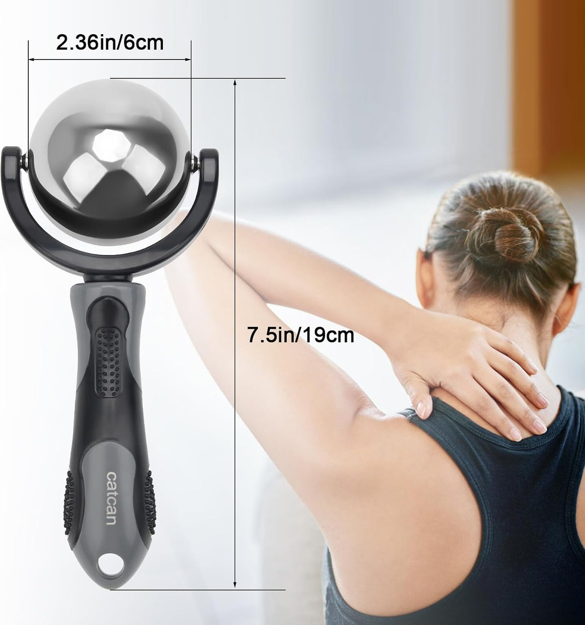 Cold Massage Roller Ball with Handle-Back Muscle Metal Ice Roller Ball Tool