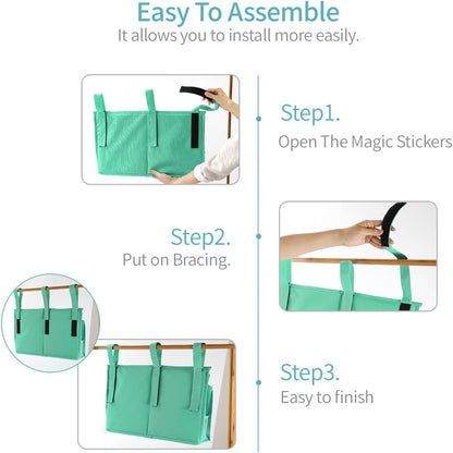 Bseash Bunk Bed Organizer, Bedside Caddy Hanging Bed Organizer Storage Bag 8 Pockets, for College Dorm Rooms Bed, Hospital Bed, Baby Bed Rails, 600D Oxford Cloth