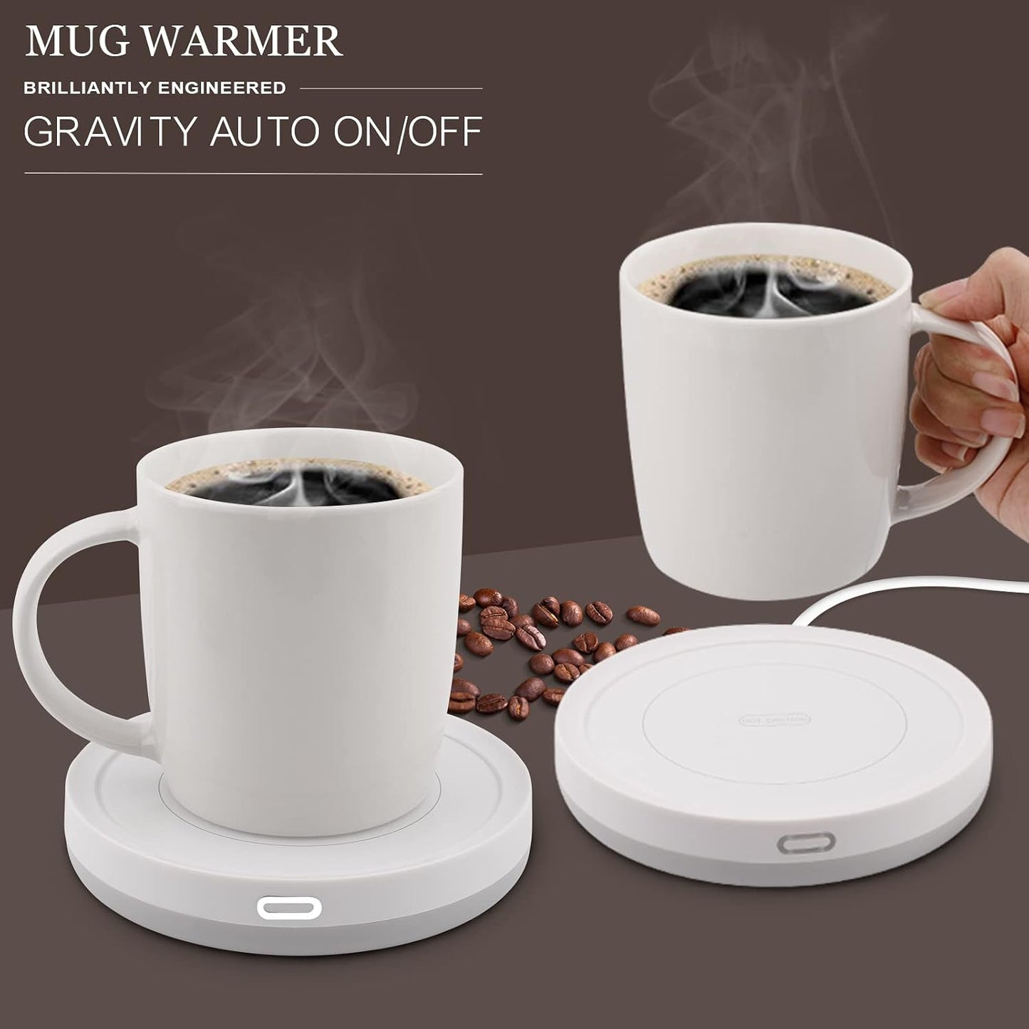 Smart Coffee Warmer, BESTINNKITS Auto On/Off Gravity-Induction Mug Warmer for Office Desk Use, Candle Wax Cup Warmer Heating Plate (Up to 131F/55C) (Black)