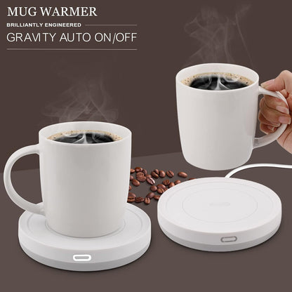 Smart Coffee Warmer, BESTINNKITS Auto On/Off Gravity-Induction Mug Warmer for Office Desk Use, Candle Wax Cup Warmer Heating Plate (Up to 131F/55C) (Black)