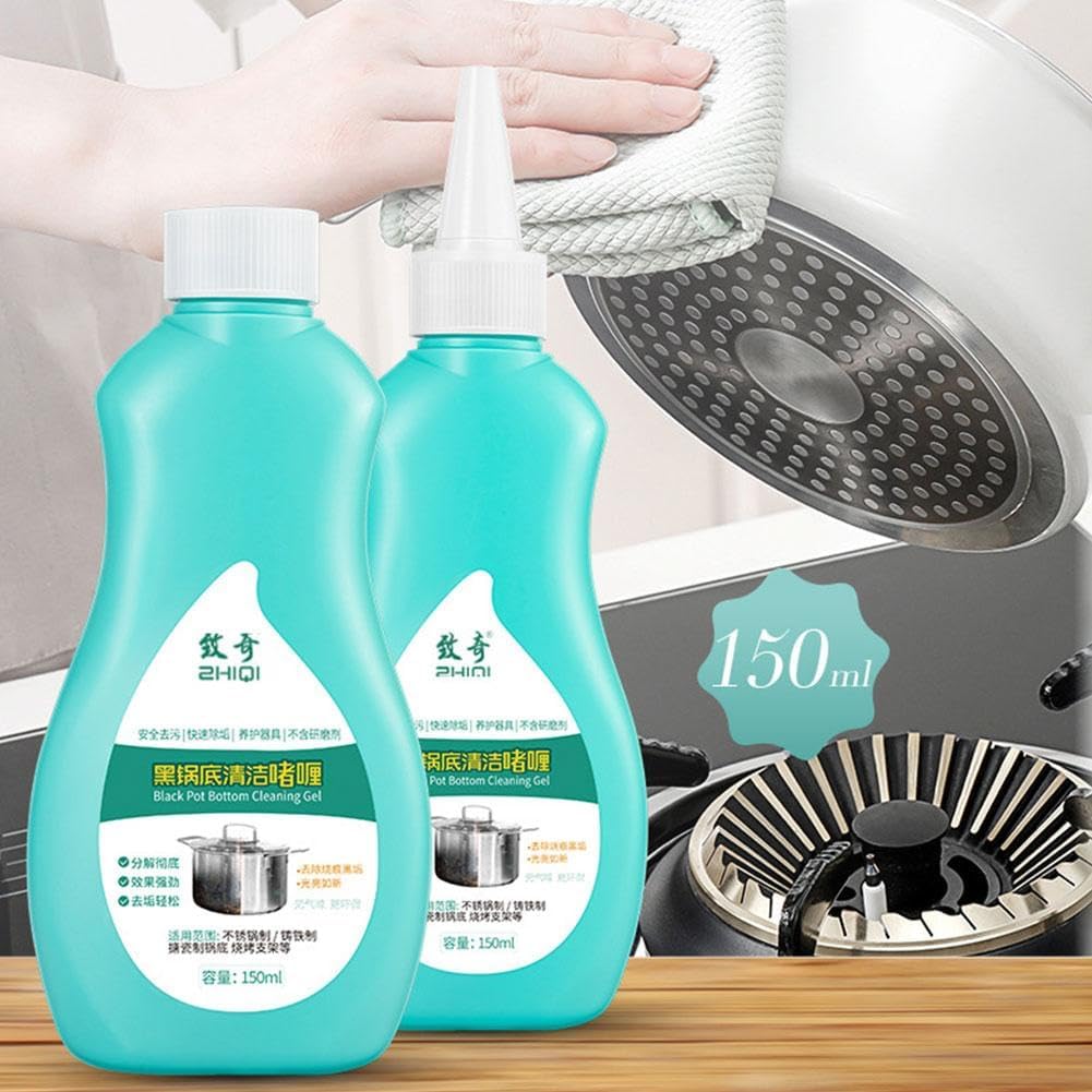 Magic Gel Cleaner for Pots and Pans,Black Pot Bottom Cleaning Gel,Pot Gel Cleaner for Burned Bottoms,Kitchen Rust Remover Polishing Cleaner,Cleaning Effortless for Burned Bottoms Stubborn Stains