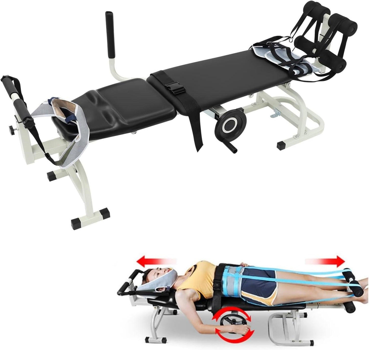 Multifunctional Body Stretcher, Cervical Traction Back Stretcher Lumbar Bed Body Stretching Spine Cervical Spine Stretcher Machine for 1.45-2.1m/4.76-6.89ft Older Teenager Within 330lbs