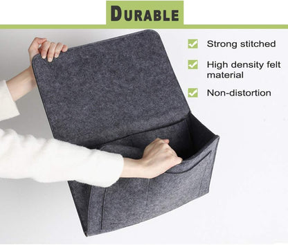Bedside Caddy Organizer Storage Pocket Small Things Holder, Gray | Simple and Durable Storage Solution for Home, College, Dorm, Bunk, Sofa