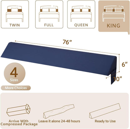 Bedluxe King Bed Wedge Pillow for Headboard, Fill The Gap (0-7")