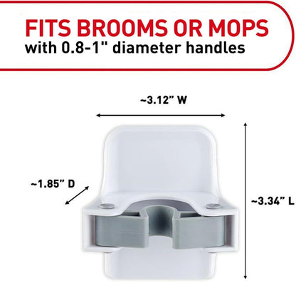 Command Broom and Mop Gripper, 3-Pack, Organize Damage-Free | Damage-Free Hanging Wall Mount Broom and Mop Holder, No Tools Holiday Cleaning Organizer, Holds up to 4 lb