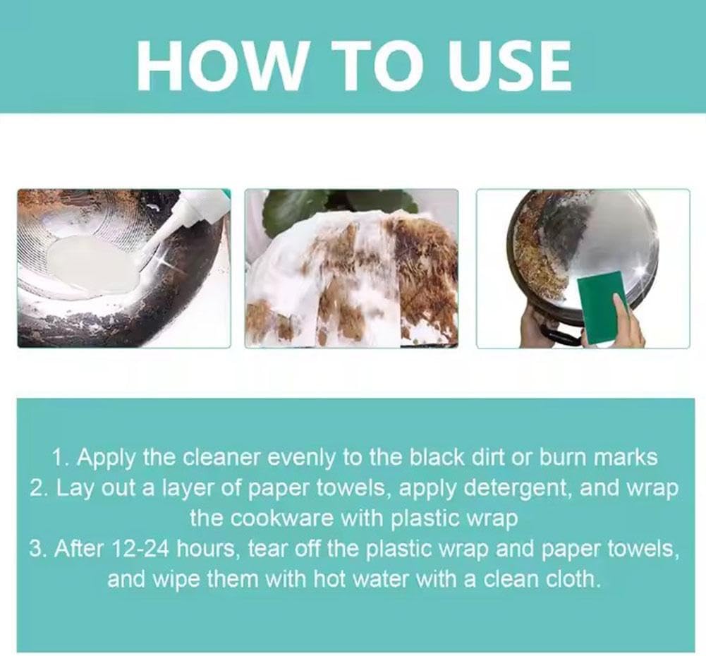 Magic Gel Cleaner for Pots and Pans,Black Pot Bottom Cleaning Gel,Pot Gel Cleaner for Burned Bottoms,Kitchen Rust Remover Polishing Cleaner,Cleaning Effortless for Burned Bottoms Stubborn Stains