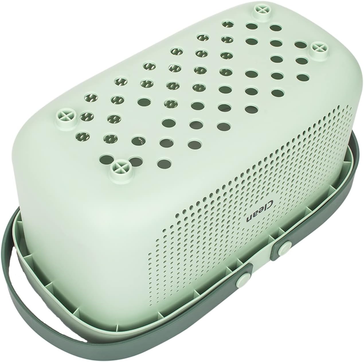 JiatuA Plastic Storage Basket with Handle Portable Shower Caddy Tote Organizer Basket Bin for Bathroom Kitchen Dorm Room Bedroom, Green | Sturdy Drainage Large Capacity Organizer Basket with Silicone Handles for Bathroom Kitchen Bedroom College Dorm