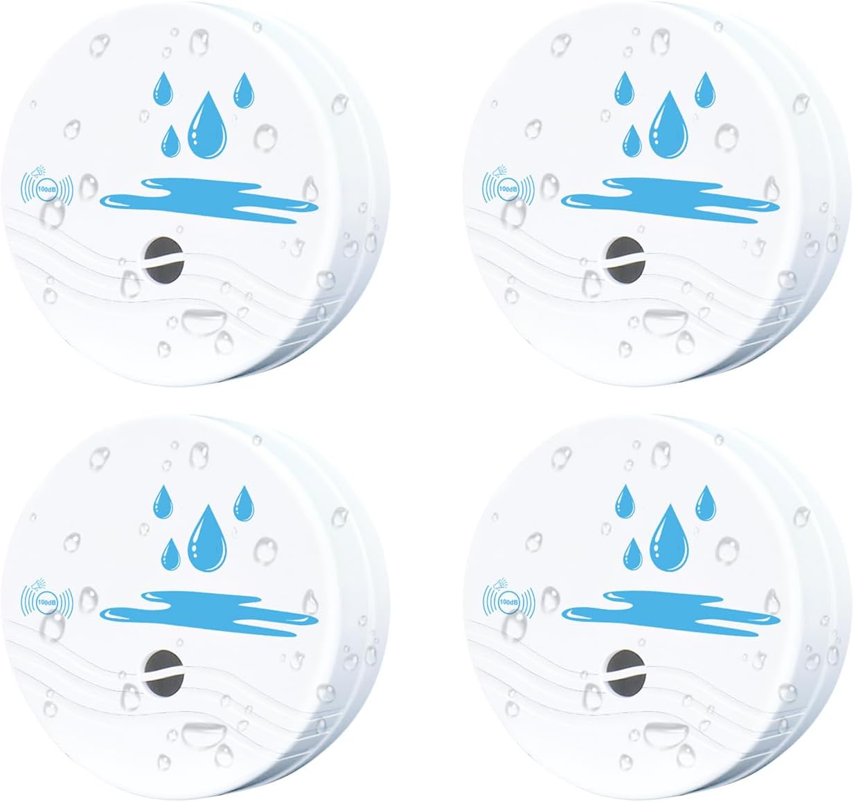 5 Pack Water Leak Detectors for Home | Water Sensor Alarm Leak Detector, 100dB, Waterproof, Kitchens, Bathrooms, Laundries, Sinks, Basements, Battery Included