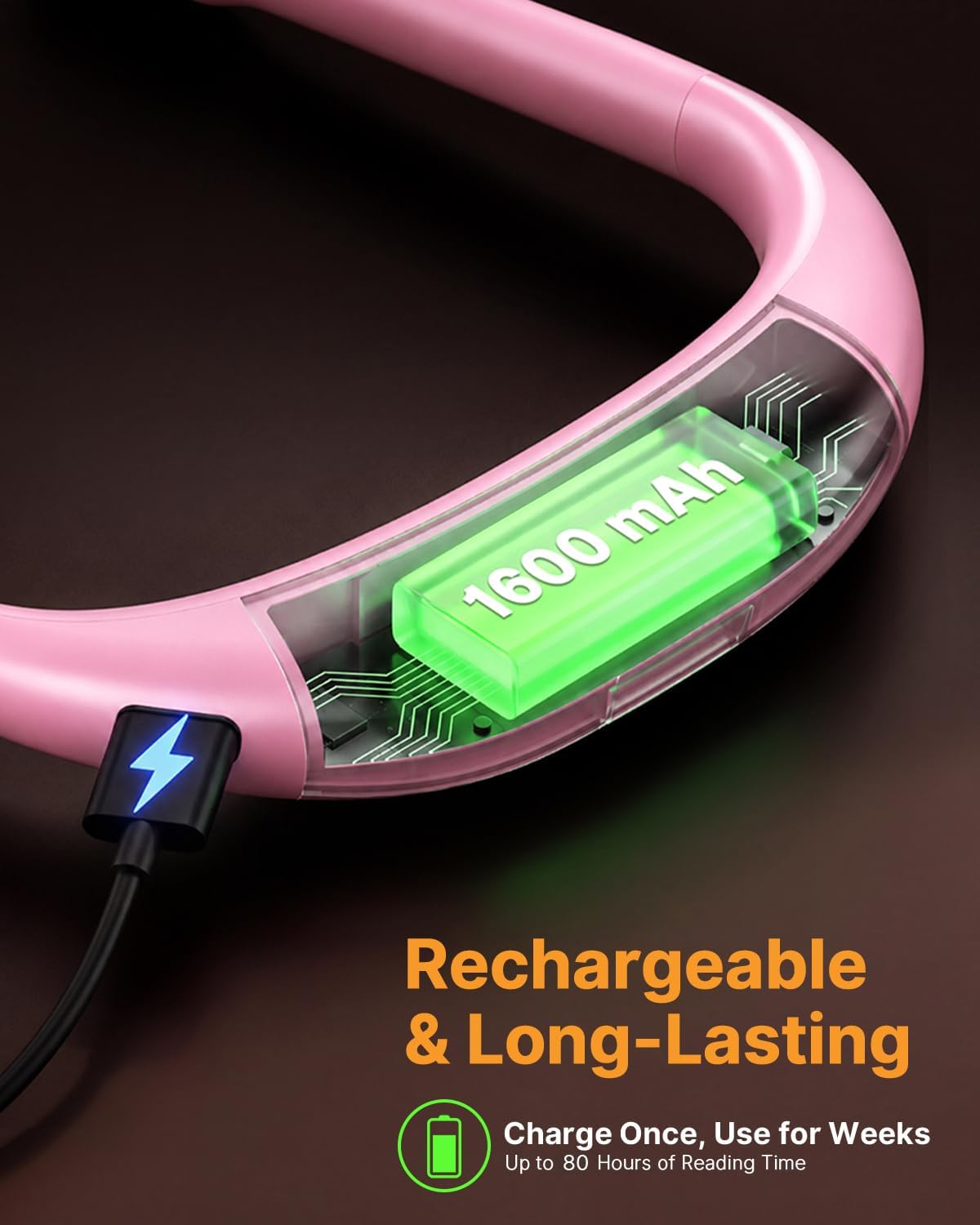 Neck Book Light, Rechargeable Reading Light, 3 Colors Dimmable | Back to School Supplies College Dorm Essentials Bed Lamp, Hands-Free, Dual Lamps, 80H Lasting Neck Light, Gifts for Gilrs