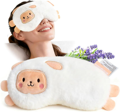 Lavender Weighted Eye Pillow for Yoga Relaxation | Microwavable Moist Heat Eye Compress Mask Pillow with Washable Cover for Meditation, Yoga, Spa, Sleeping, Migraine Relief