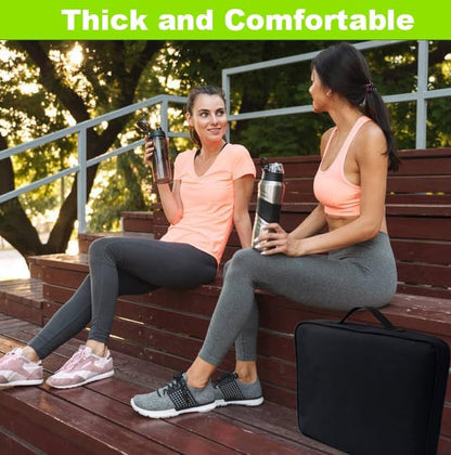 2 Pack Heated Black Stadium Seat Cushions for Bleachers, Extra Thick 2.4" Waterproof 600D Oxford Cushion with Handle & Zipper, Portable Indoor Outdoor for Sports Events, Office Chairs, Beaches