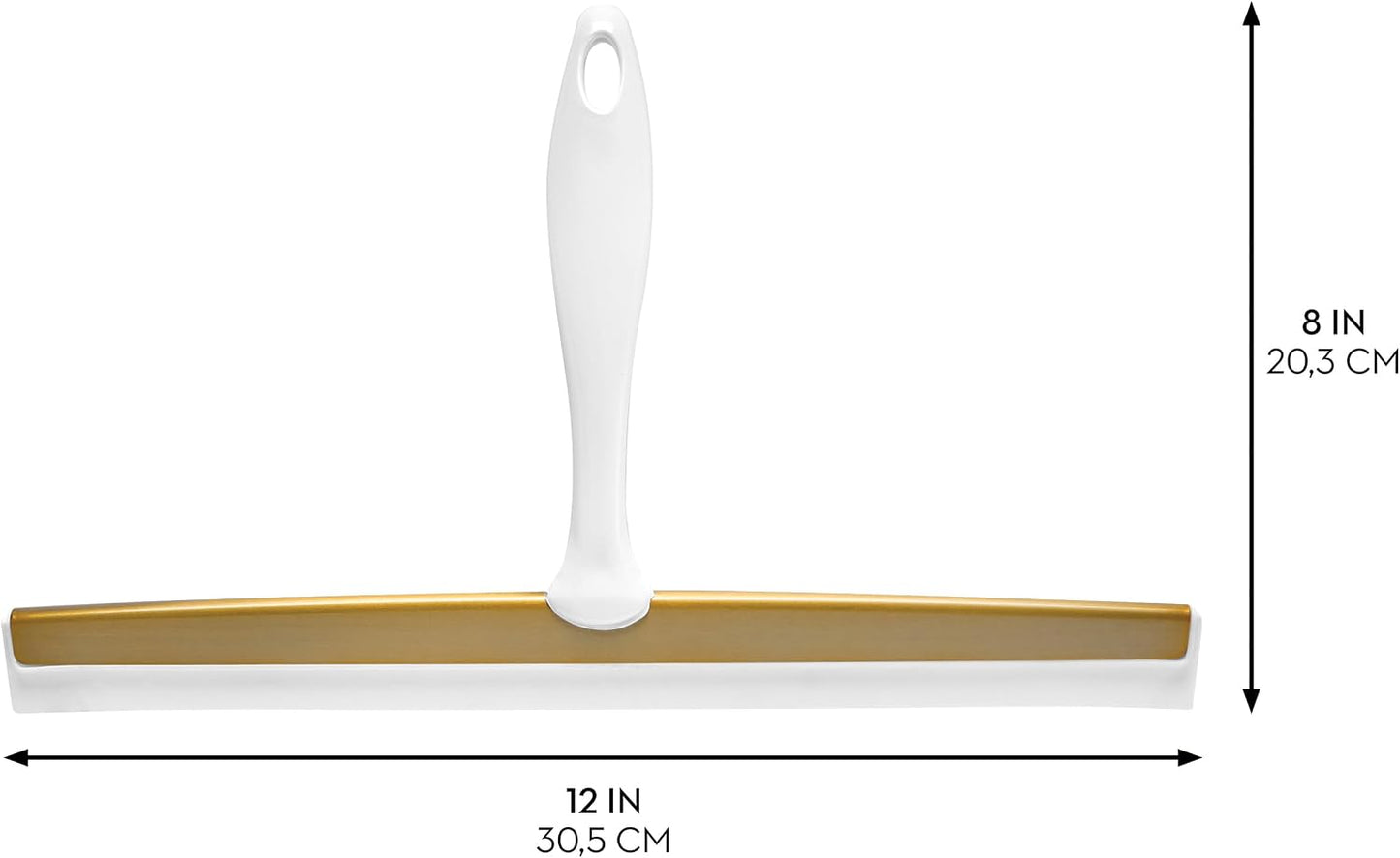 iDesign Zia Metal and Plastic Bathroom Squeegee for Shower, Glass Doors, Floors, Mirrors, with Suction Hook Holder , 12 Inches, Clear and Stainless Steel | Wall Hook Included