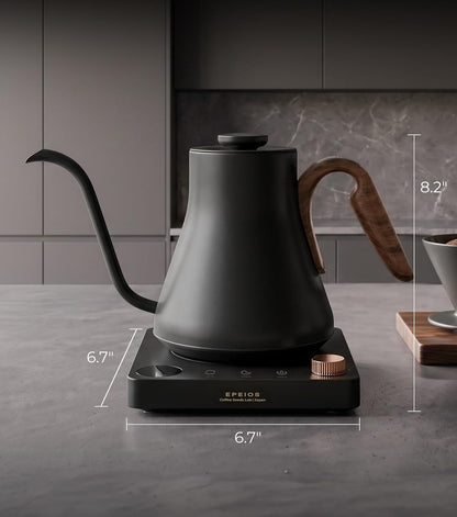 Epeios Gooseneck Electric Kettle 1°F Temperature Control,1200W,0.9L,Black | Rapid Heating, for Pour Over Coffee & Tea,Hot water Boiler,Brew Timer, 304 Stainless Steel Interior, Auto Shut-Off