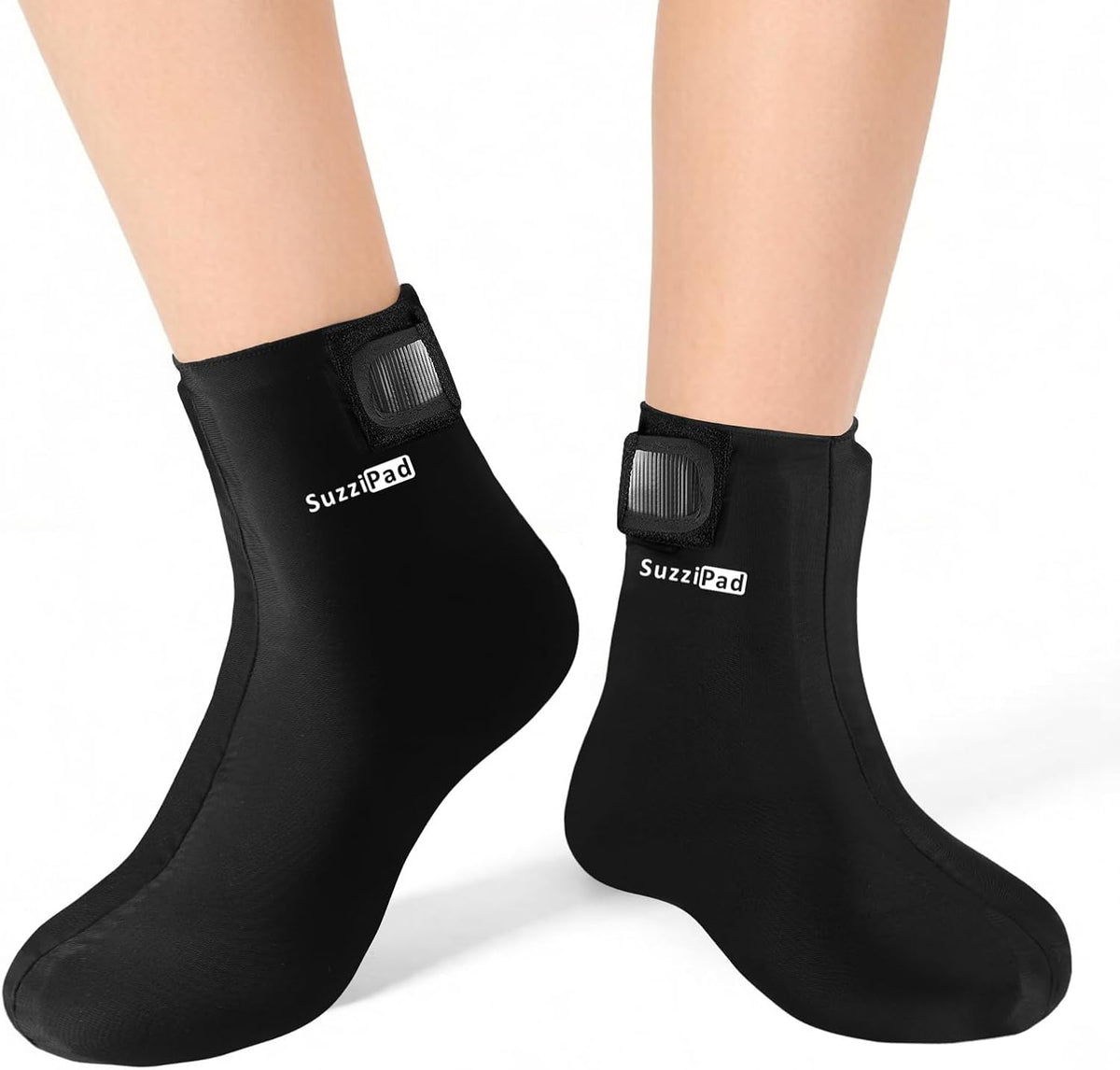 SuzziPad Cold Therapy Socks, Adjustable Ankle Ice Pack Wrap for Chemo, M