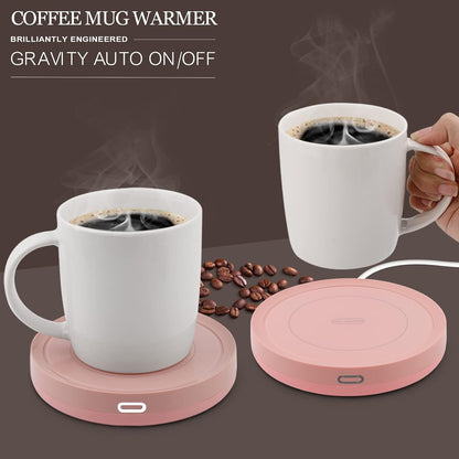 Smart Coffee Warmer, BESTINNKITS Auto On/Off Gravity-Induction Mug Warmer for Office Desk Use, Candle Wax Cup Warmer Heating Plate (Up to 131F/55C) (Black)