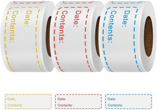 Freezer Labels - Water & Oil Resistant Food Storage Stickers (Freezer Labels (3 Color Rolls))