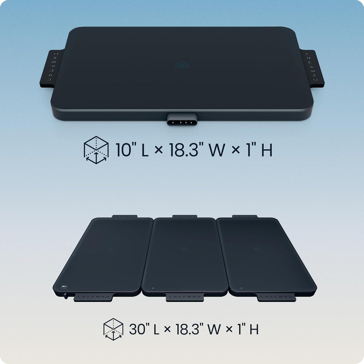 Chefman Everything Warmer Electric Warming Tray, 20” x 16” Modular Expanding Design, Graphene Full-Surface Heating, Food Warming Mat for Parties, Gatherings & Daily Use, Two Tempered Glass Panels