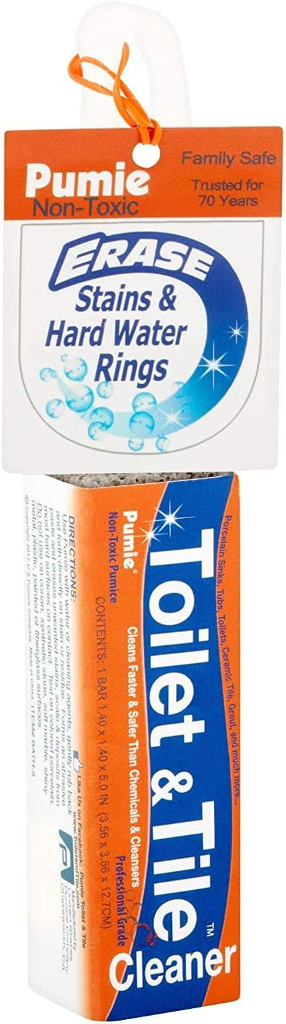 PUMIE Toilet Bowl Ring Remover, TBR-6, Pumice Stone with Handle, Removes Unsightly Toilet Rings and Stains from Toilets; Sinks; Tubs; Showers, Safe for Porcelain, Pack of 2