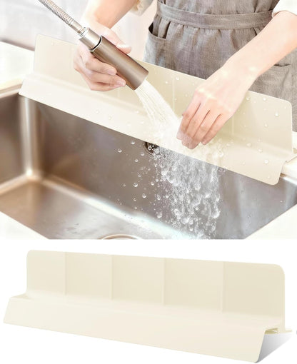 Sink Splash Guard 18" 23" 30" Silicone Water Guard with Strong Suction Cups, Faucet & Countertop Protector, Bathroom & Sink Edge Splash Guard Strip, Dishwasher Safe-Grey 18"