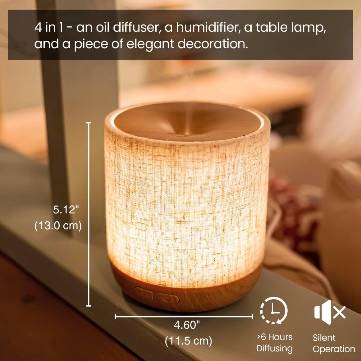 Essential Oil Diffuser with Fabric Cover and Night Lamp